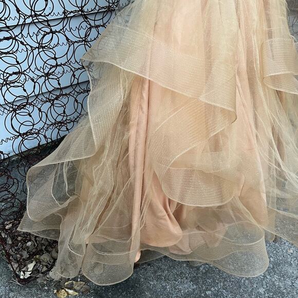 P8640 TERANI COUTURE BANDAGE DRESS Gold Metallic Glitter Mermaid Bodycon Size 4 - Picture 10 of 10